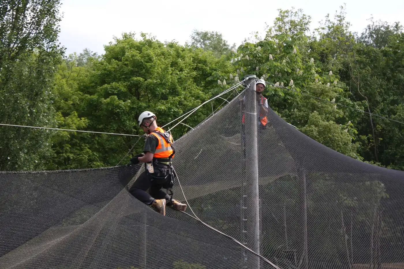 Rope access system set up for commercial maintenance project