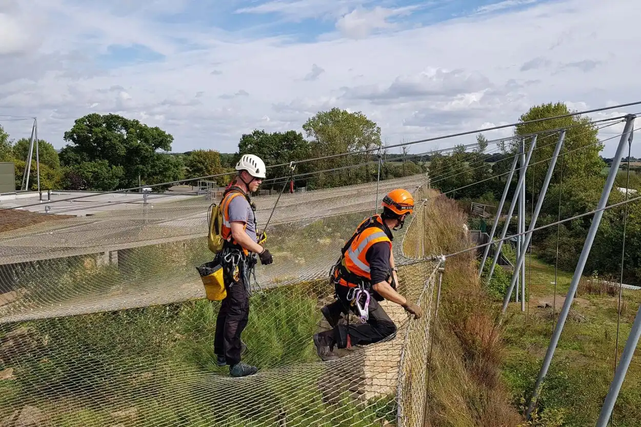 Industrial abseiling contractors completing installation safely